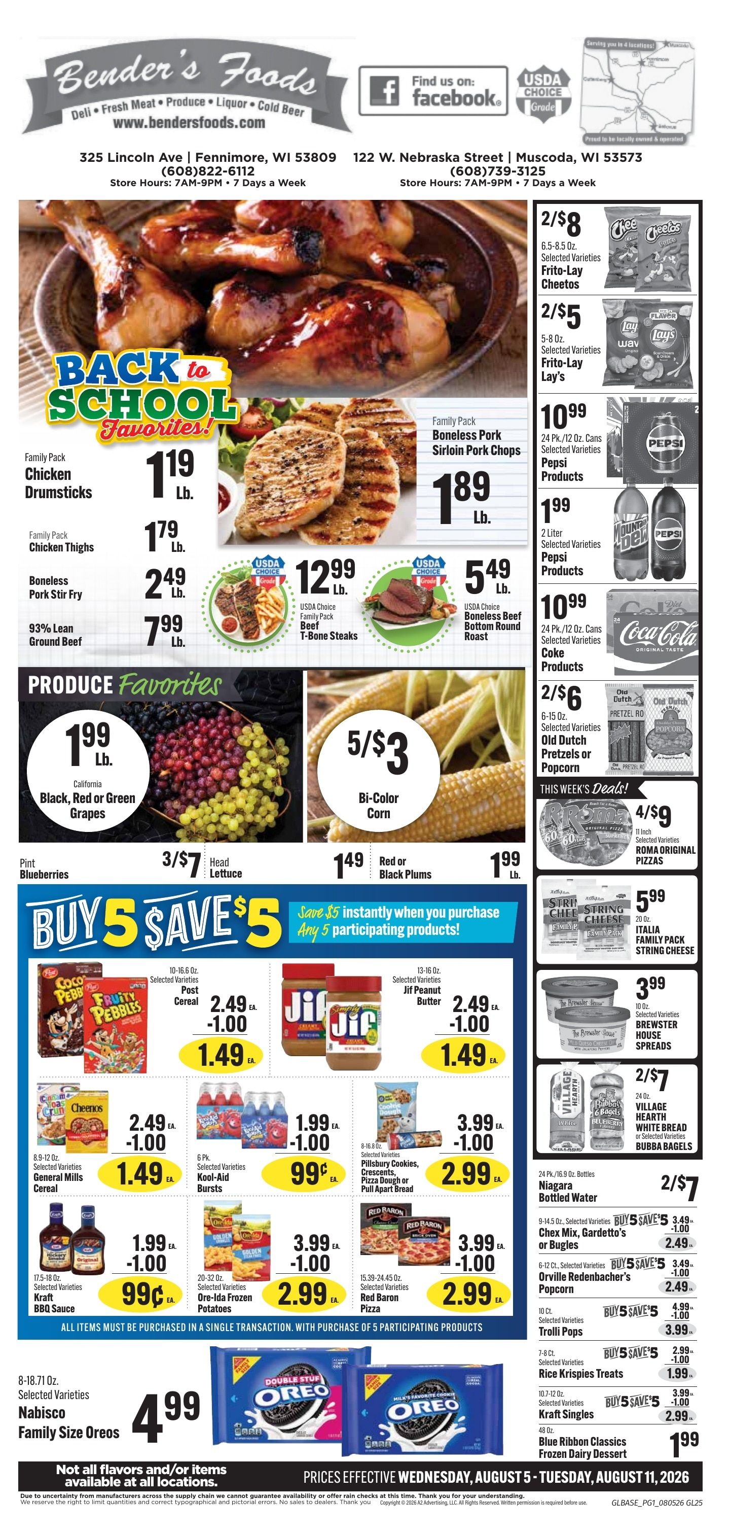 Bender's Foods (Wisconsin) Weekly Ad August 5 - 11, 2026