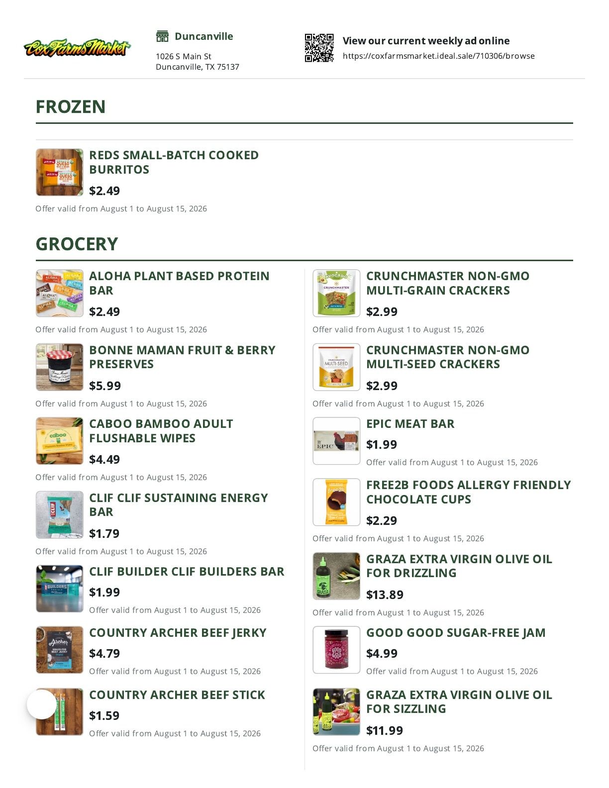 Cox Farms Market Weekly Ad August 1 - 15, 2026