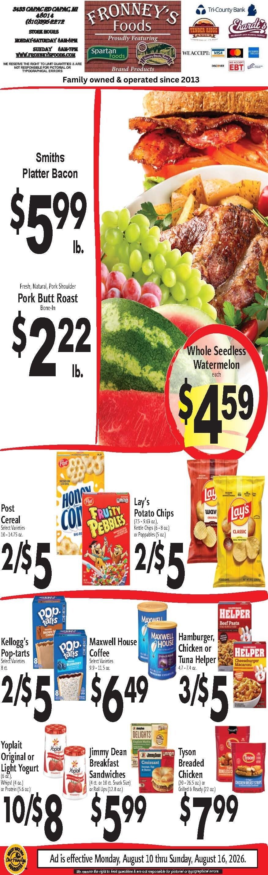 Fronney's Foods Weekly Ad August 10 - 16, 2026