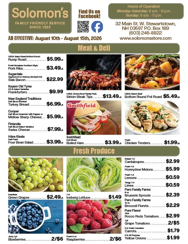 Solomon's Store Weekly Ad August 10 - 15, 2026