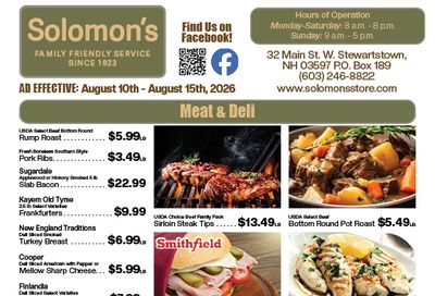 Solomon's Store Weekly Ad August 10 - 15, 2026