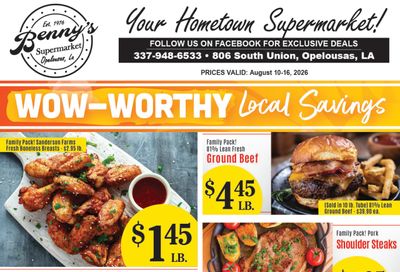 Benny's Supermarket Weekly Ad August 10 - 16, 2026