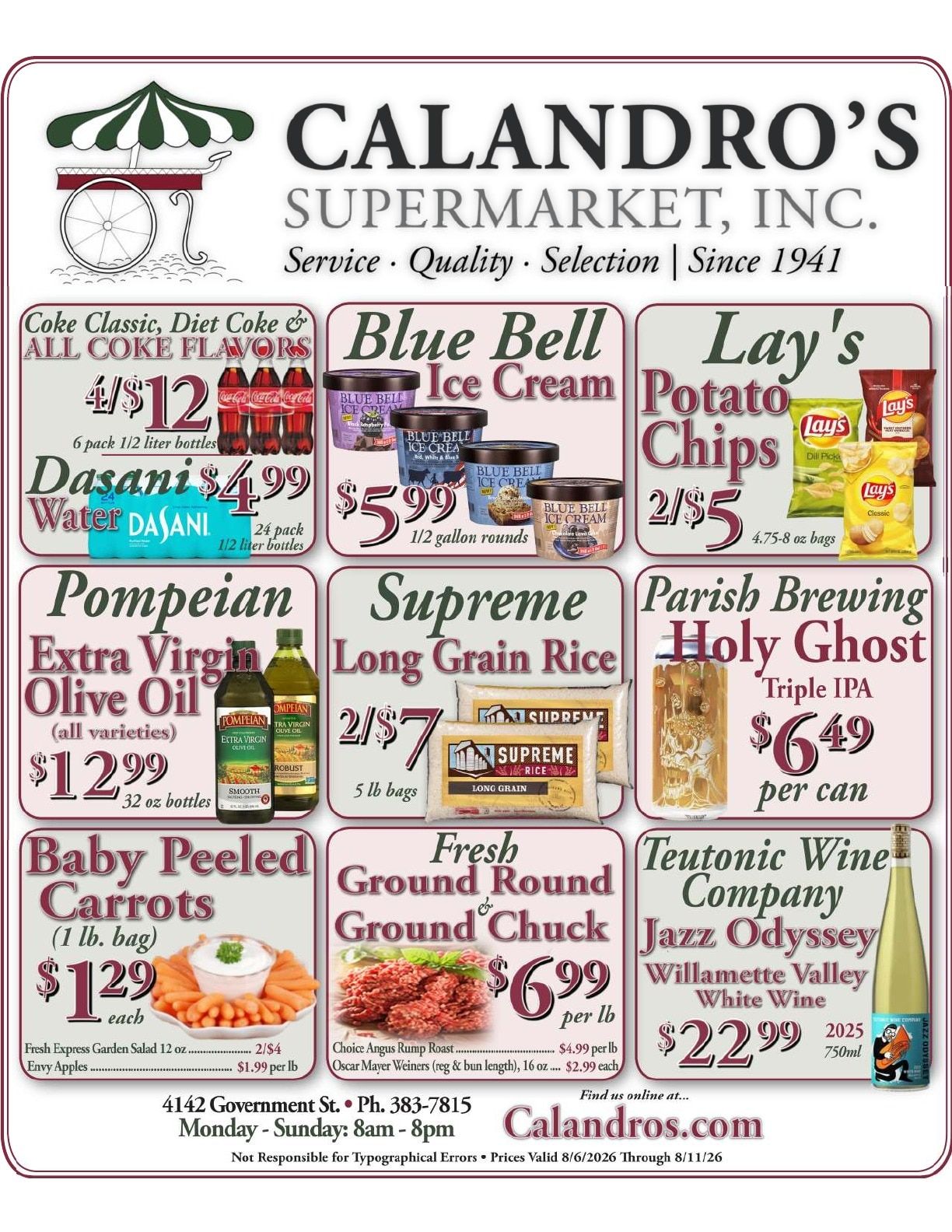 Calandro's Supermarket Weekly Ad August 6 - 11, 2026