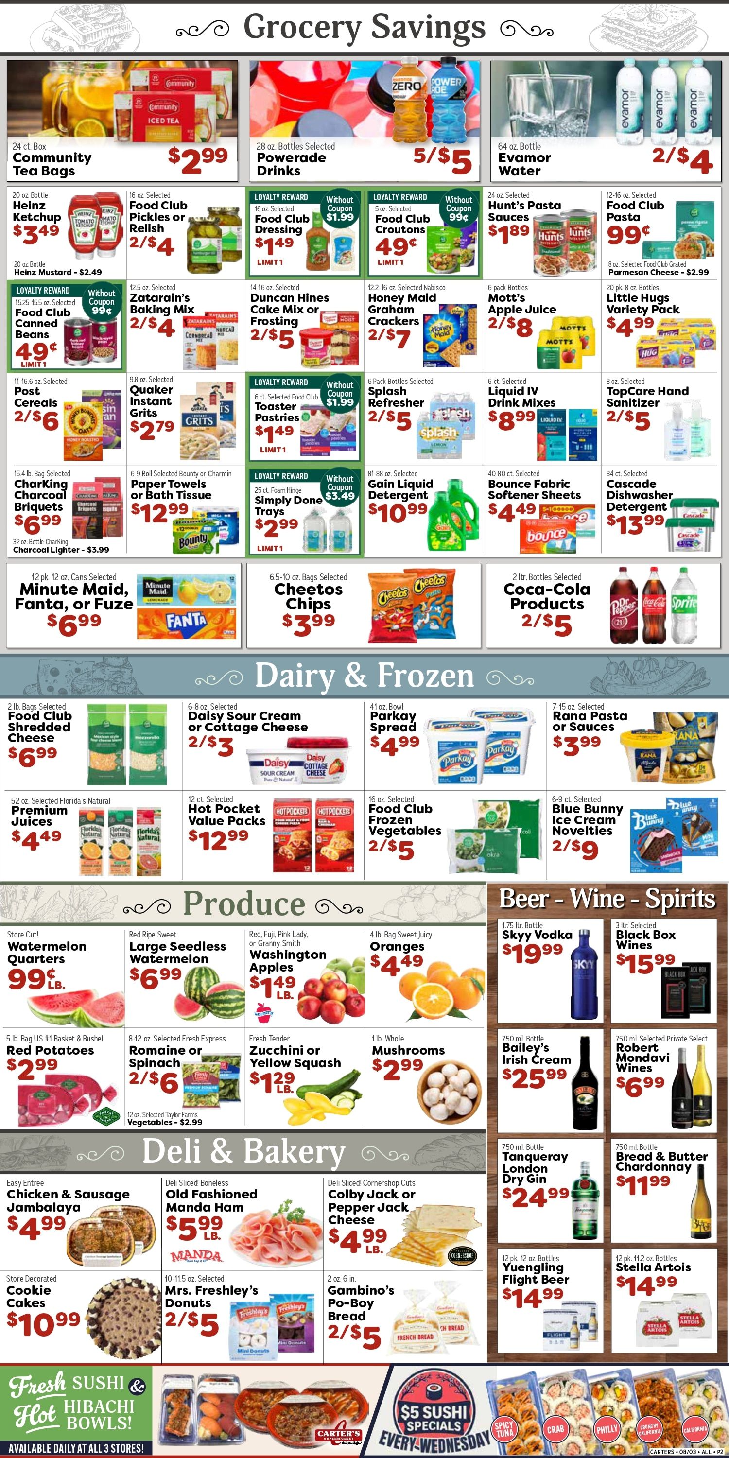Carter's Supermarket Weekly Ad August 3 - 9, 2026