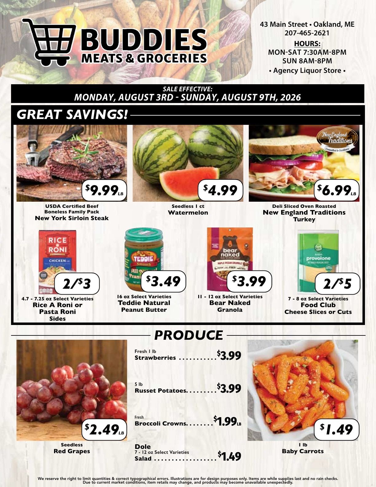 Buddies Meats & Groceries Weekly Ad August 3 - 9, 2026