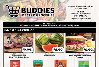 Buddies Meats & Groceries Weekly Ad August 3 - 9, 2026