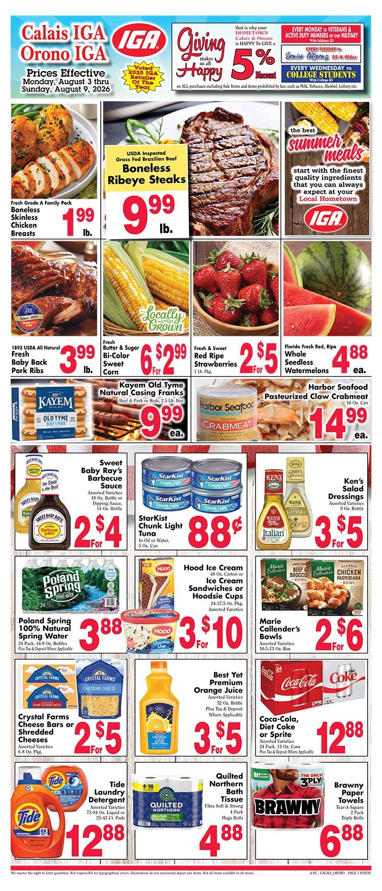 Calais IGA Weekly Ad August 9 - 15, 2026