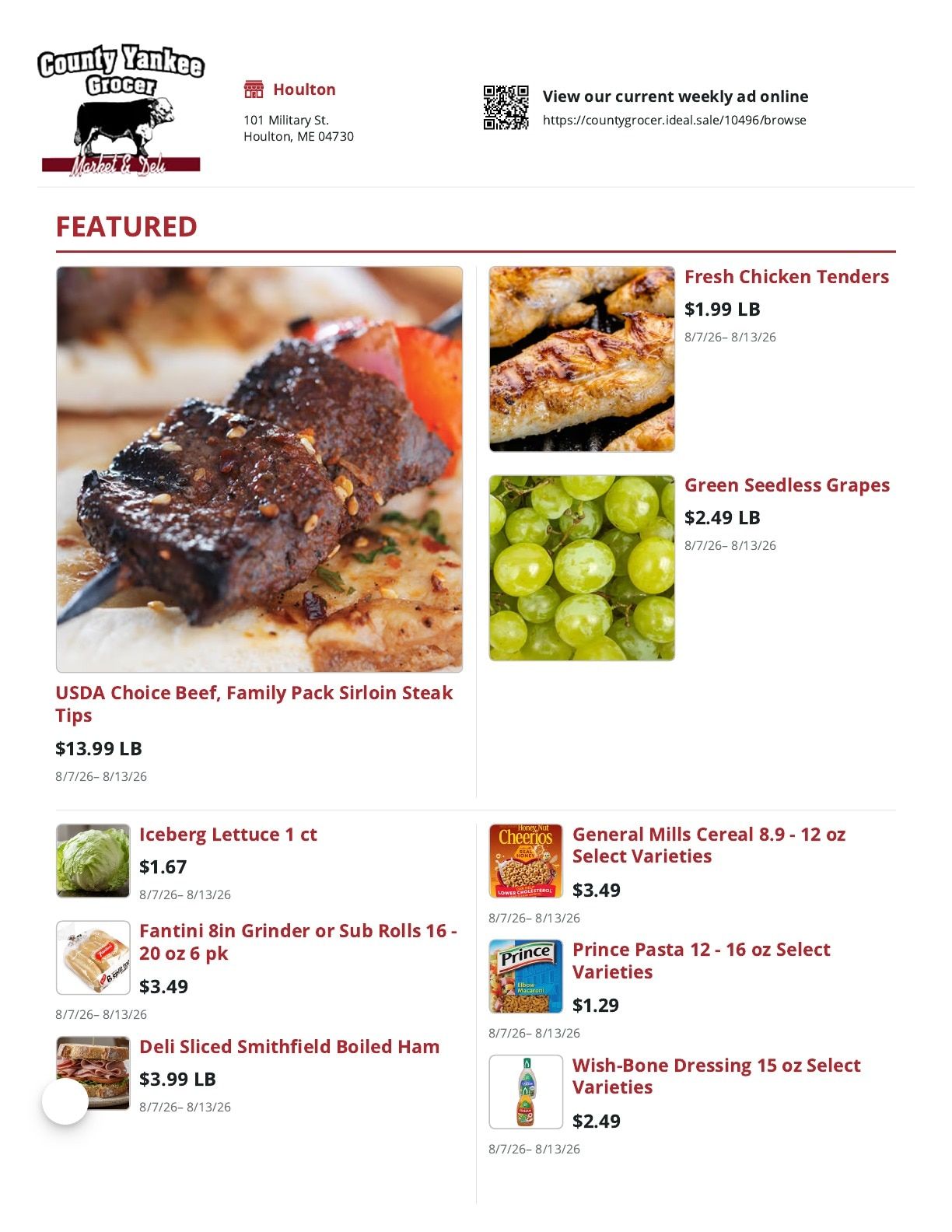 County Yankee Grocer Weekly Ad August 7 - 13, 2026