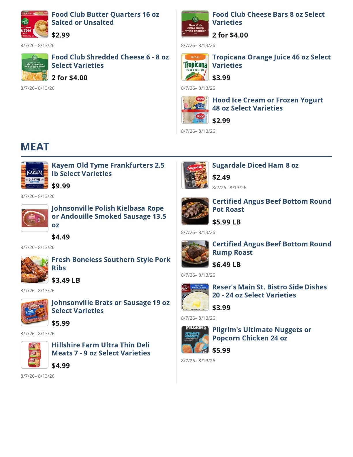Main Street Grocery Weekly Ad August 7 - 13, 2026