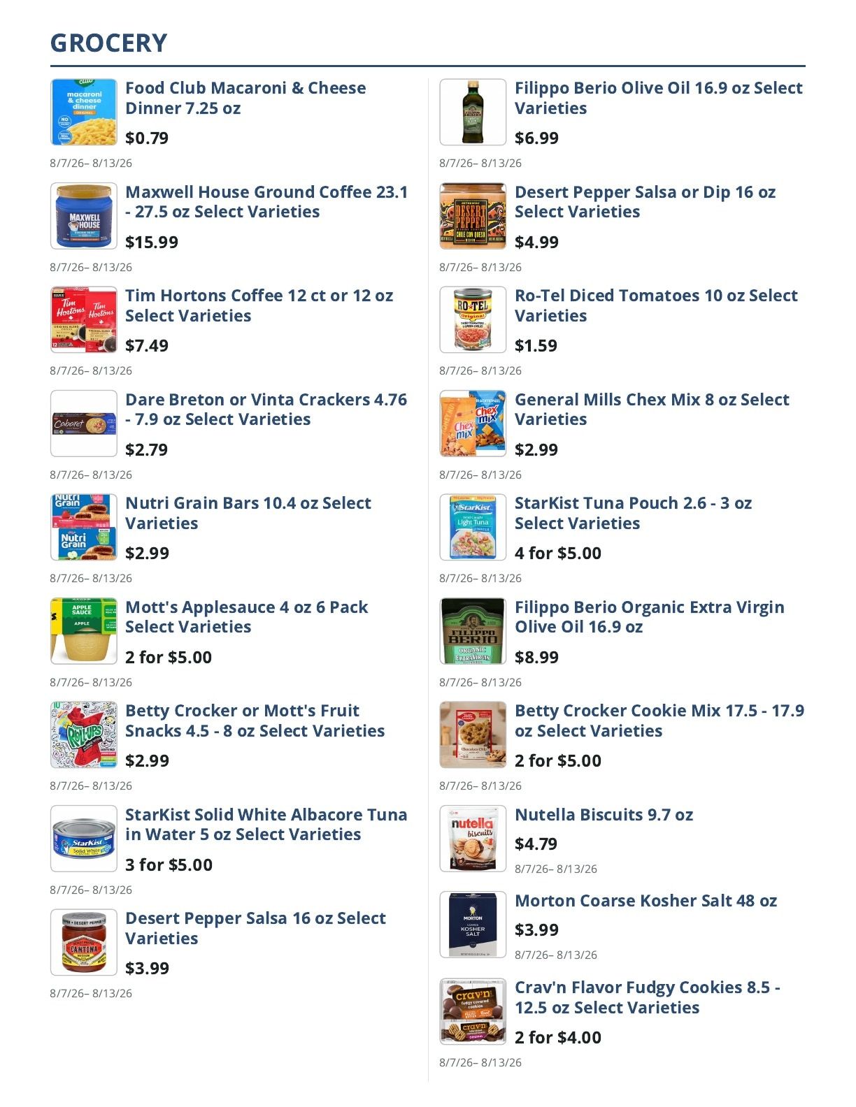 Main Street Grocery Weekly Ad August 7 - 13, 2026