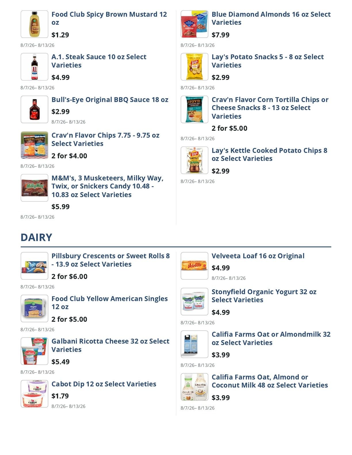 Main Street Grocery Weekly Ad August 7 - 13, 2026