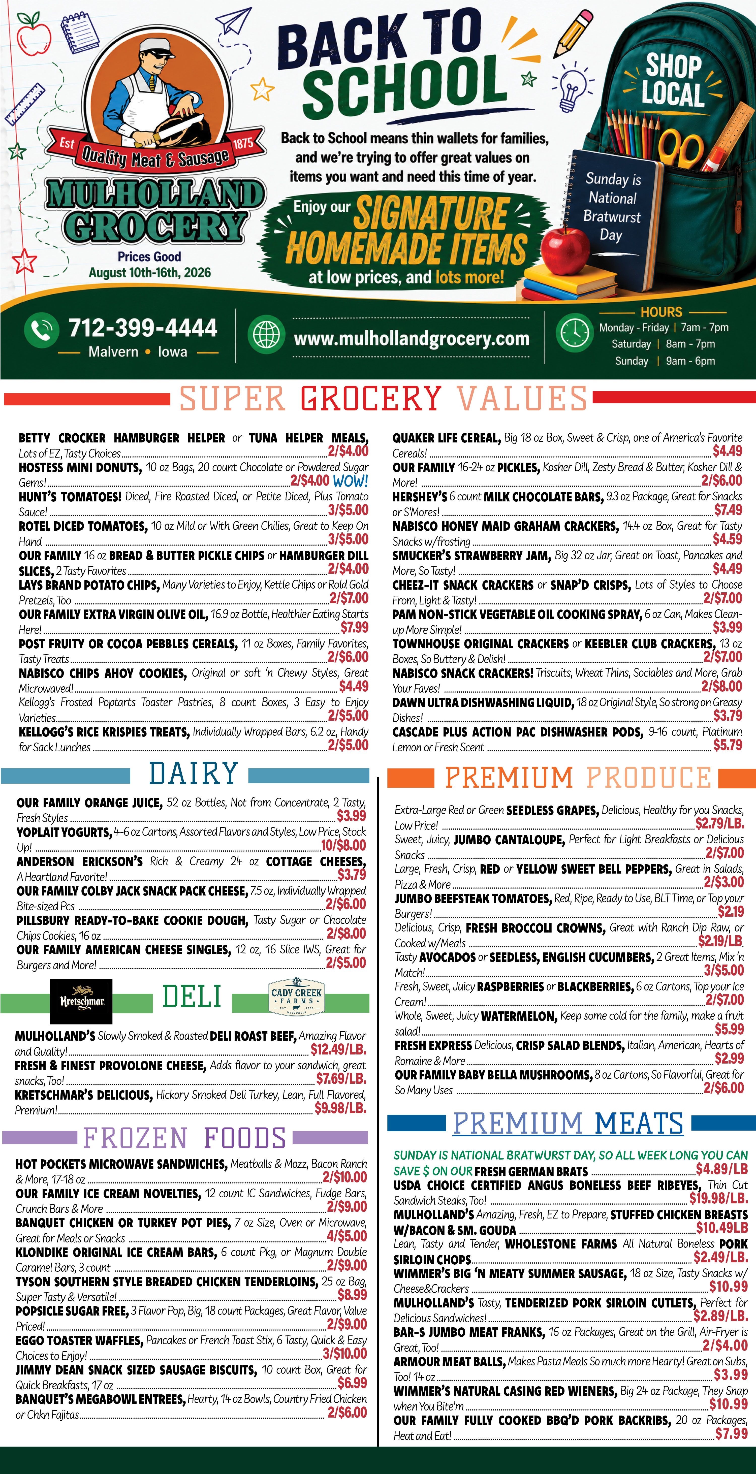 Mulholland Grocery Weekly Ad August 10 - 16, 2026