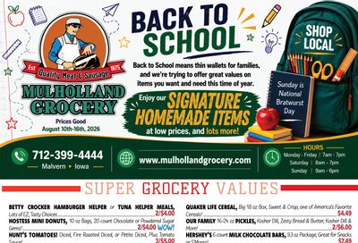 Mulholland Grocery Weekly Ad August 10 - 16, 2026