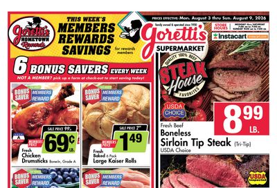 Goretti's Supermarket Circular Aug 9 2026 Weekly Ad August 3 - 9, 2026