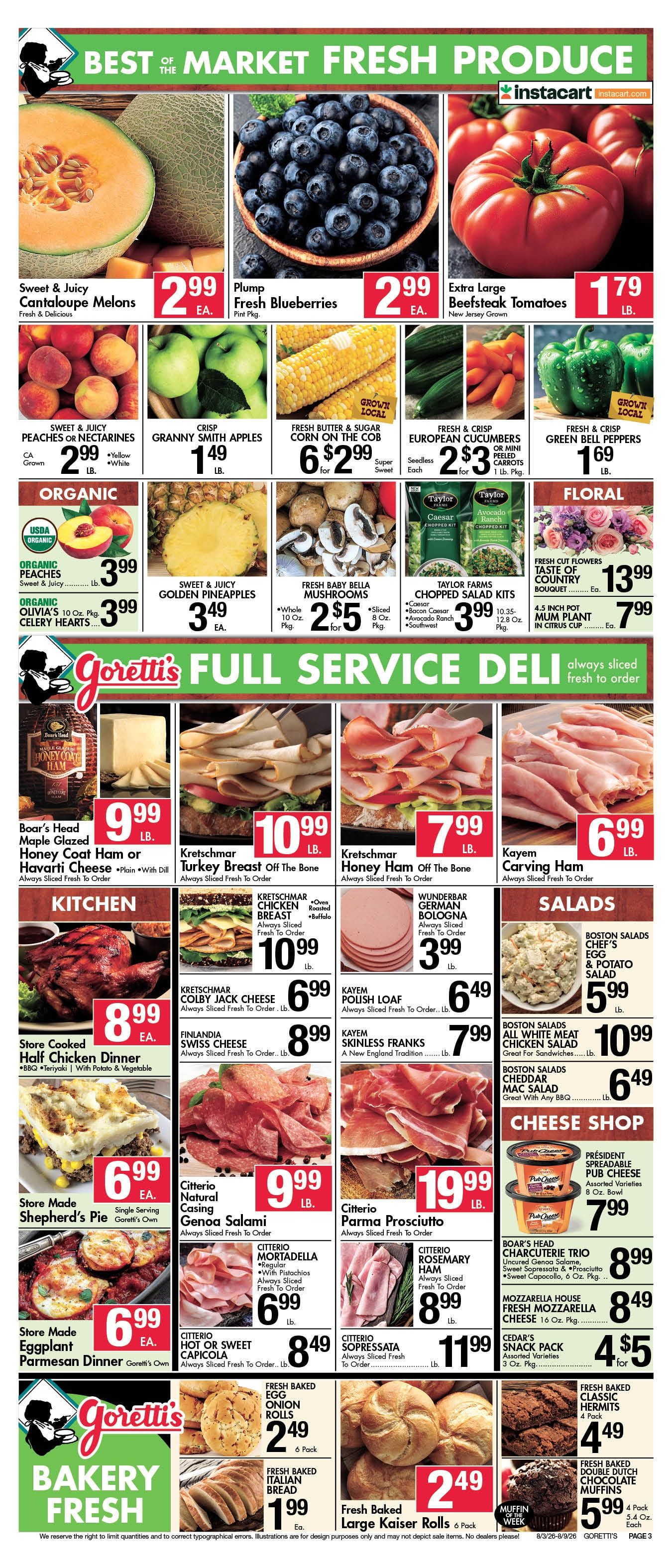 Goretti's Supermarket Circular Aug 9 2026 Weekly Ad August 3 - 9, 2026