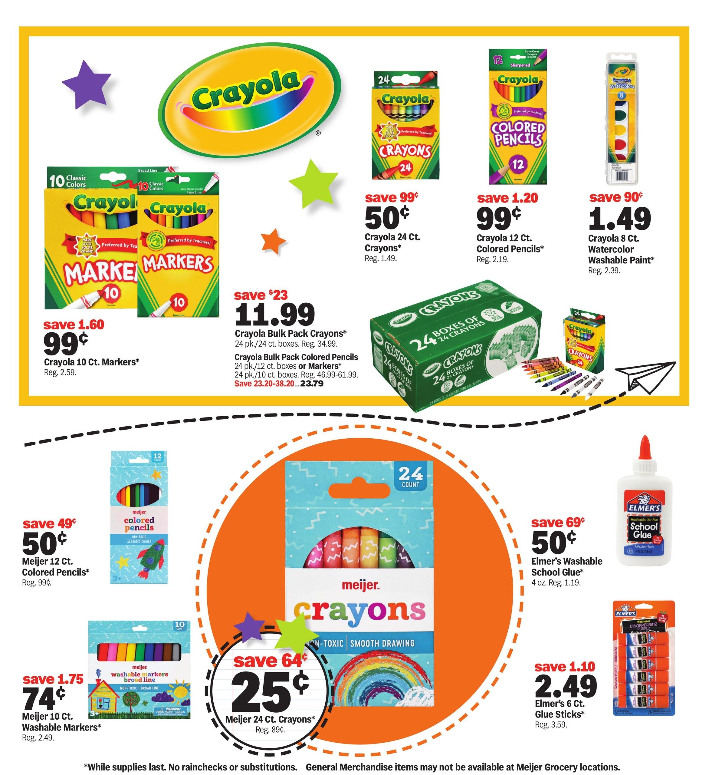 Meijer (Chicago Area, IL) school deals under $1 Weekly Ad August 12 - 25, 2026