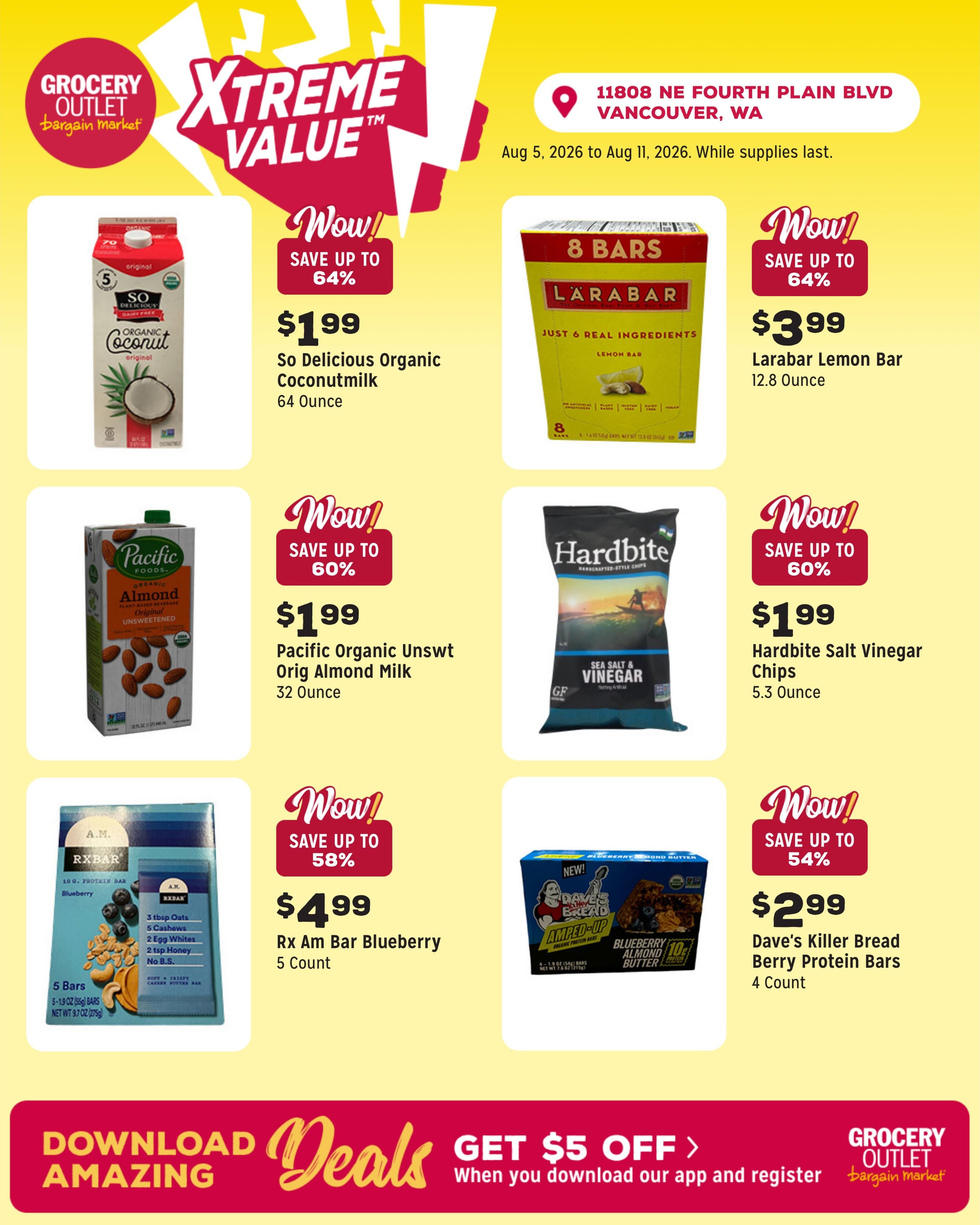 Grocery Outlet (Brush Prairie–Battle Ground Area, WA) Weekly Ad August 5 - 11, 2026