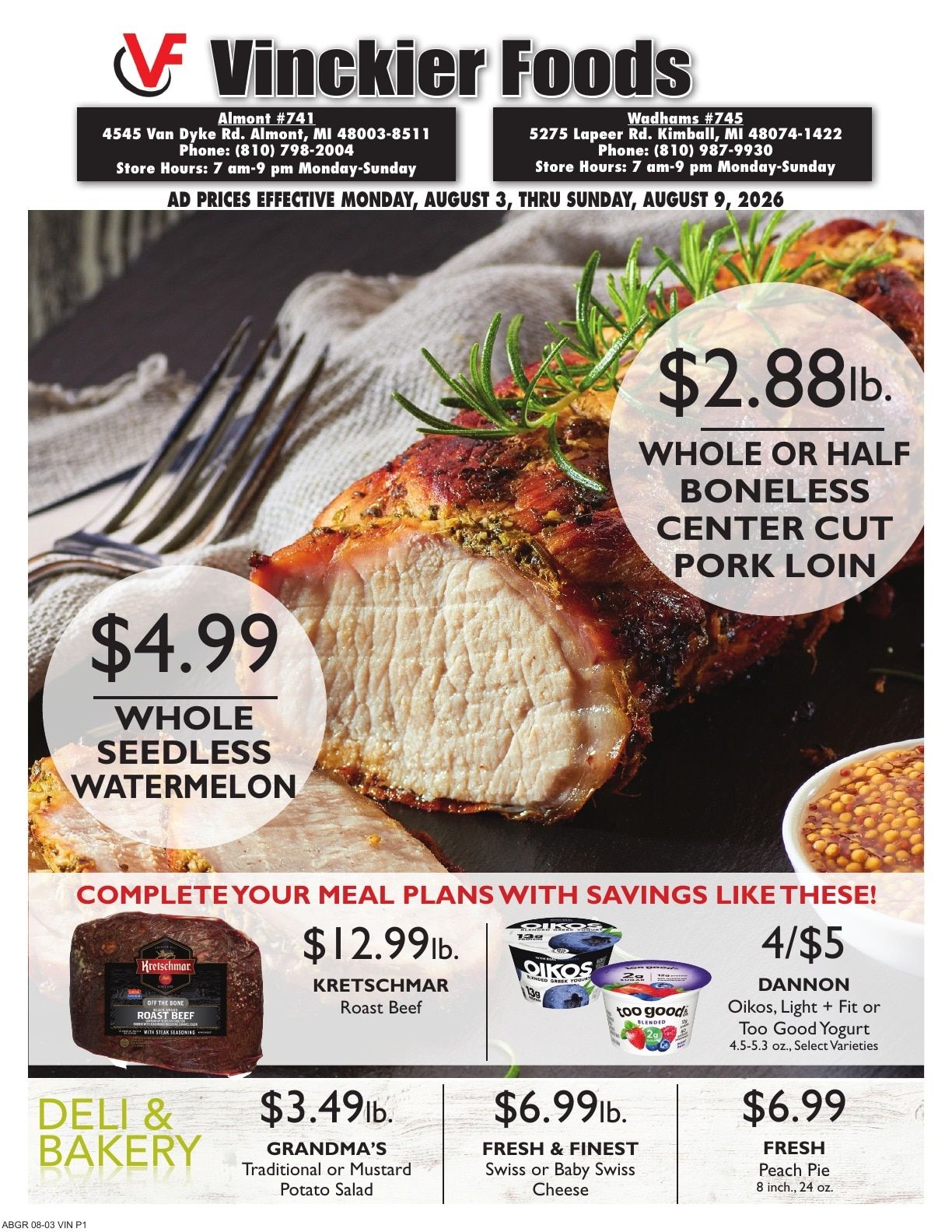 Vinckier Foods (Almont and Kimball, MI) Weekly Ad August 3 - 9, 2026