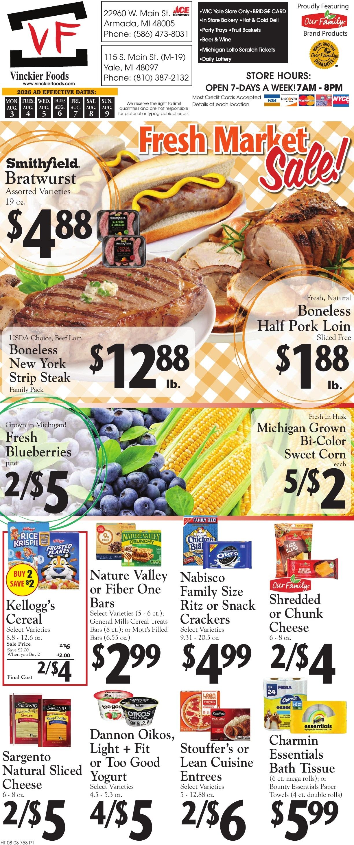 Vinckier Foods (Armada and Yale, MI) Weekly Ad August 3 - 9, 2026