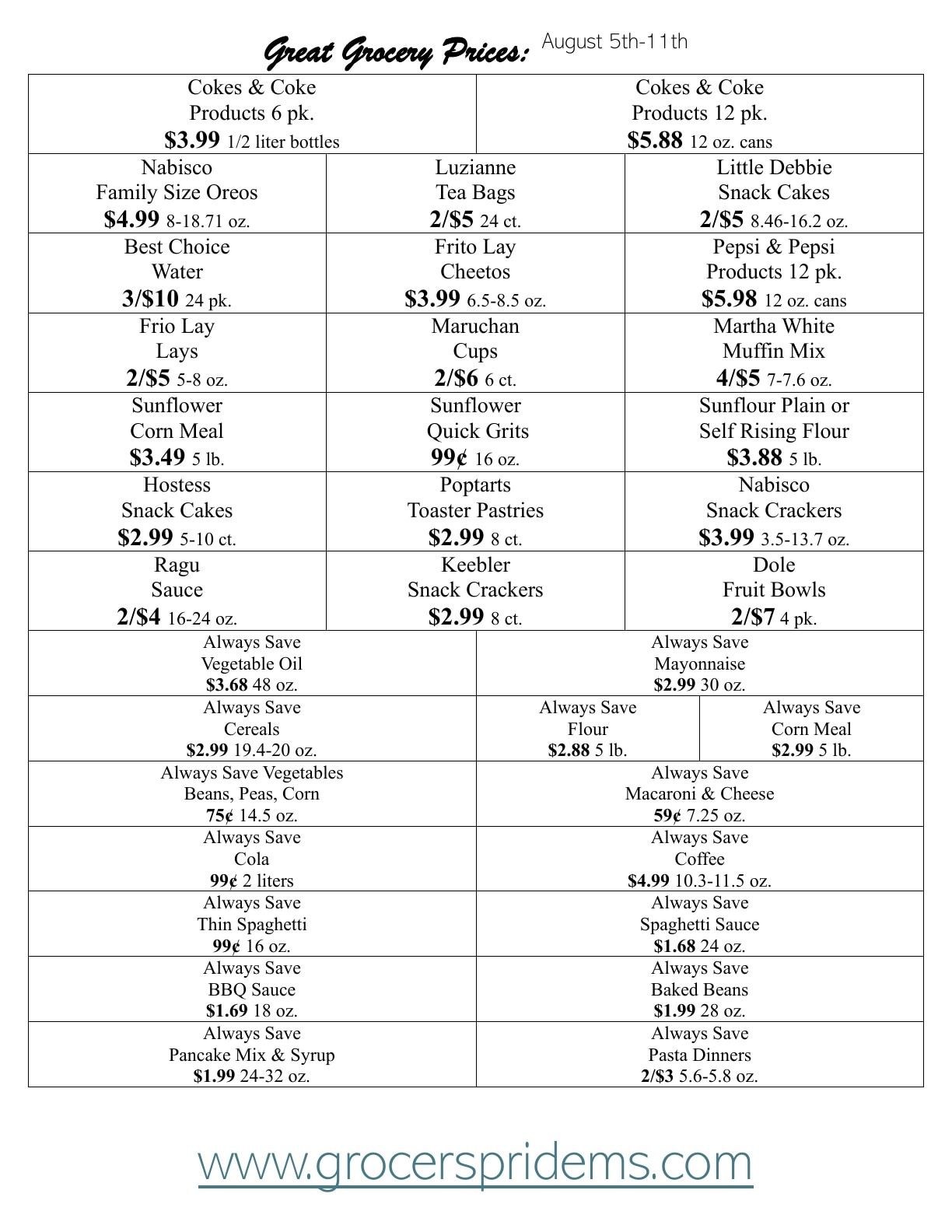 Grocer's Pride Weekly Ad August 5 - 11, 2026