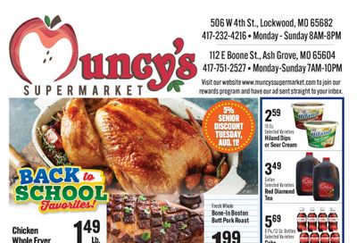 Muncy's Supermarket Back to School Favorites Weekly Ad August 5 - 11, 2026