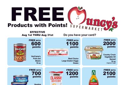 Muncy's Supermarket Rewards Freebie List Weekly Ad August 1 - 31, 2026