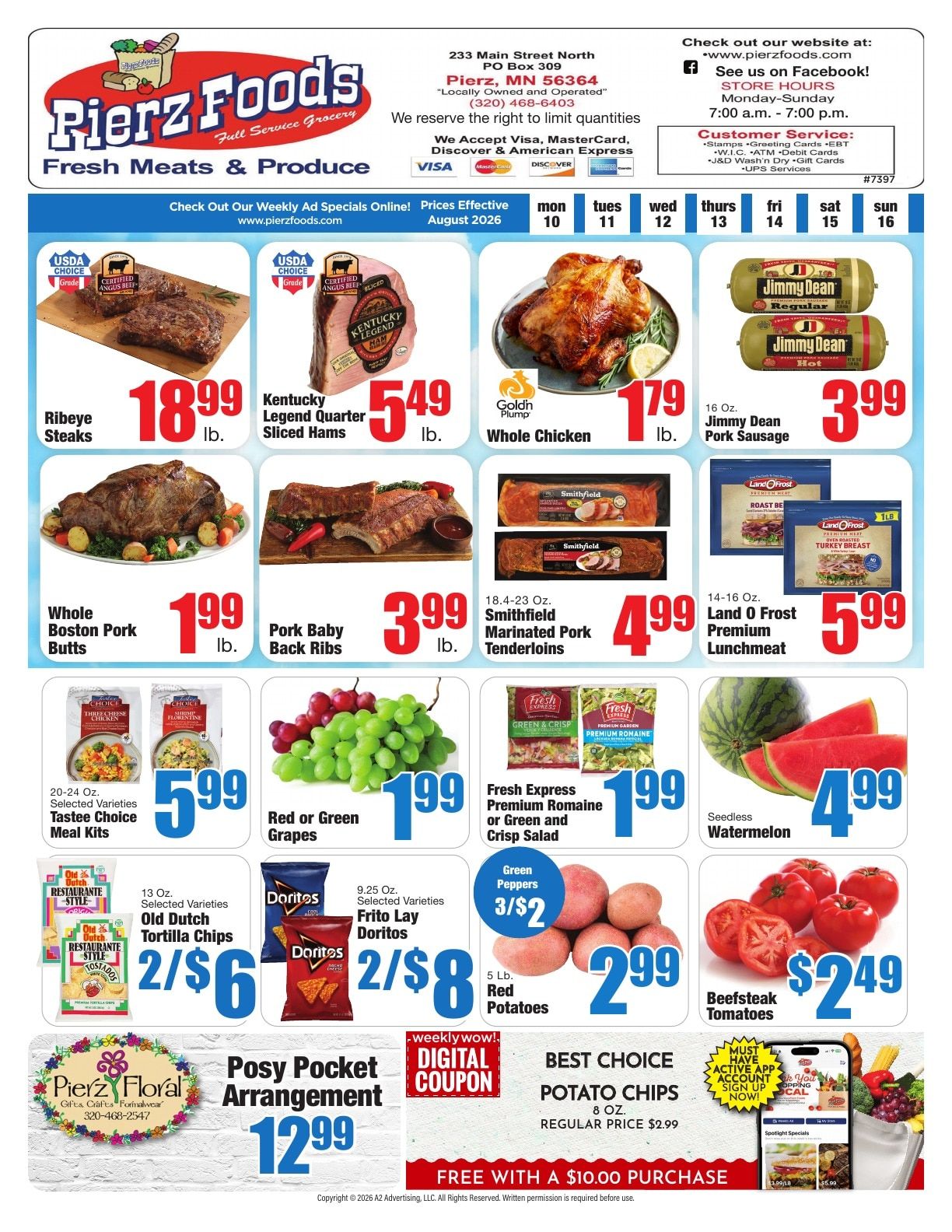 Pierz Foods Weekly Ad August 10 - 16, 2026