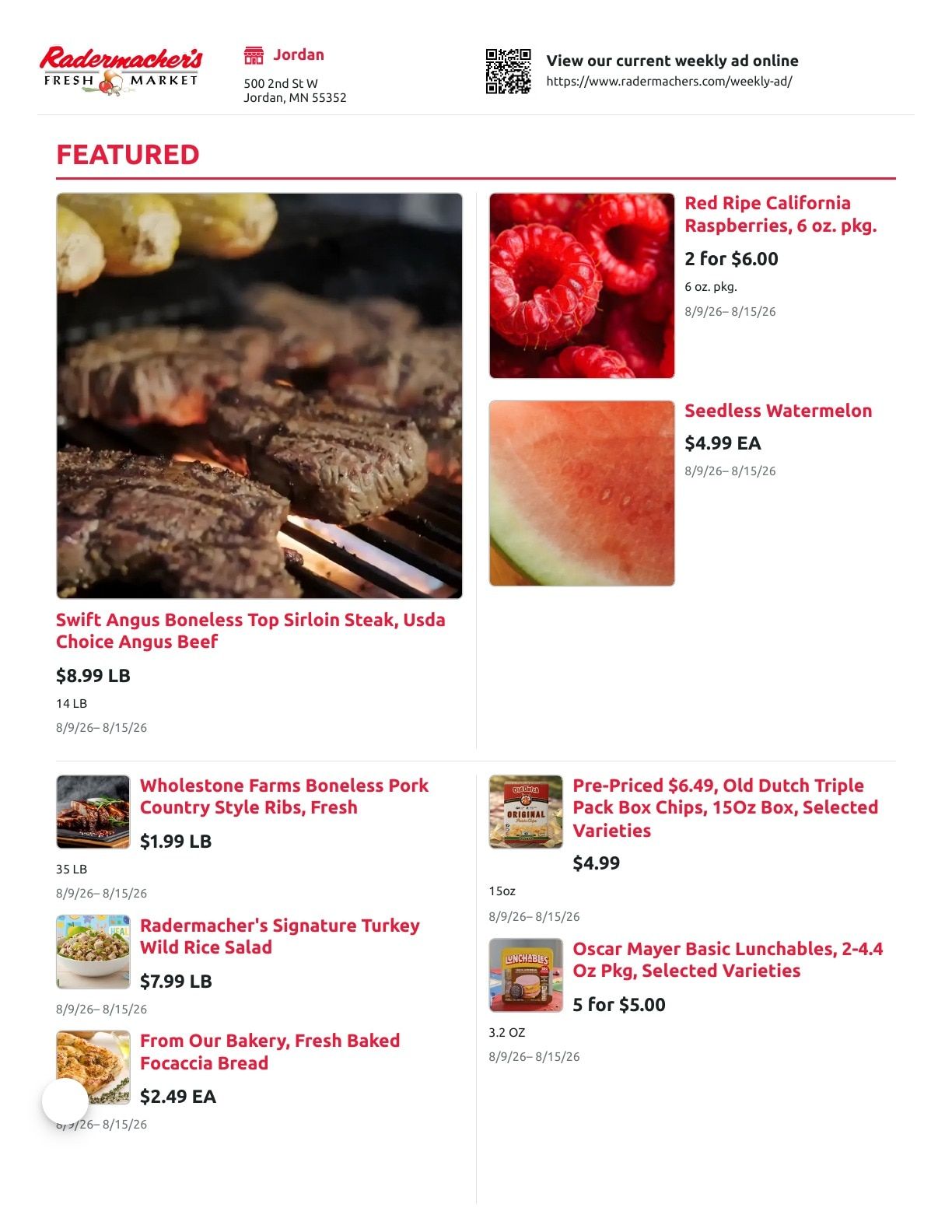 Radermacher's Fresh Market Weekly Ad August 9 - 15, 2026