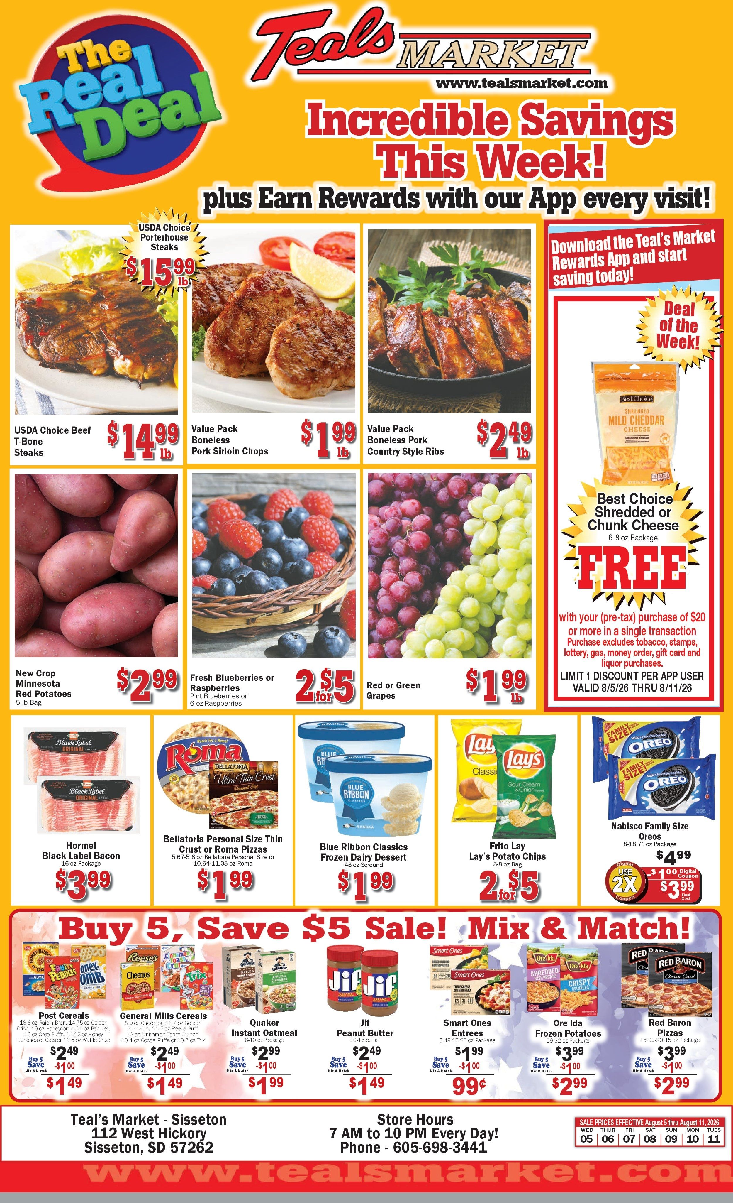 Teal's Market (Sisseton, SD) Weekly Ad August 5 - 11, 2026