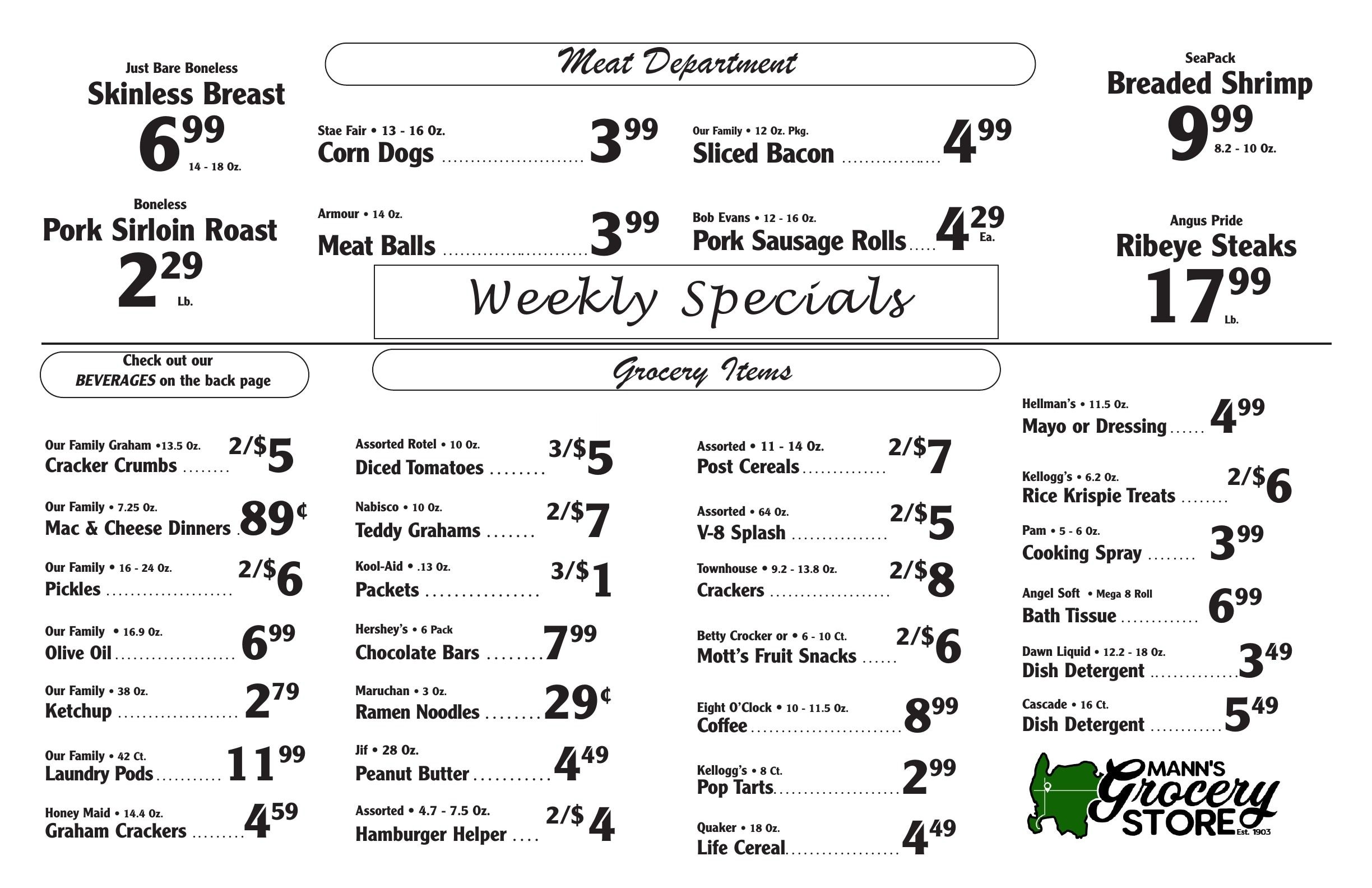 Mann's Grocery Weekly Ad August 10 - 15, 2026