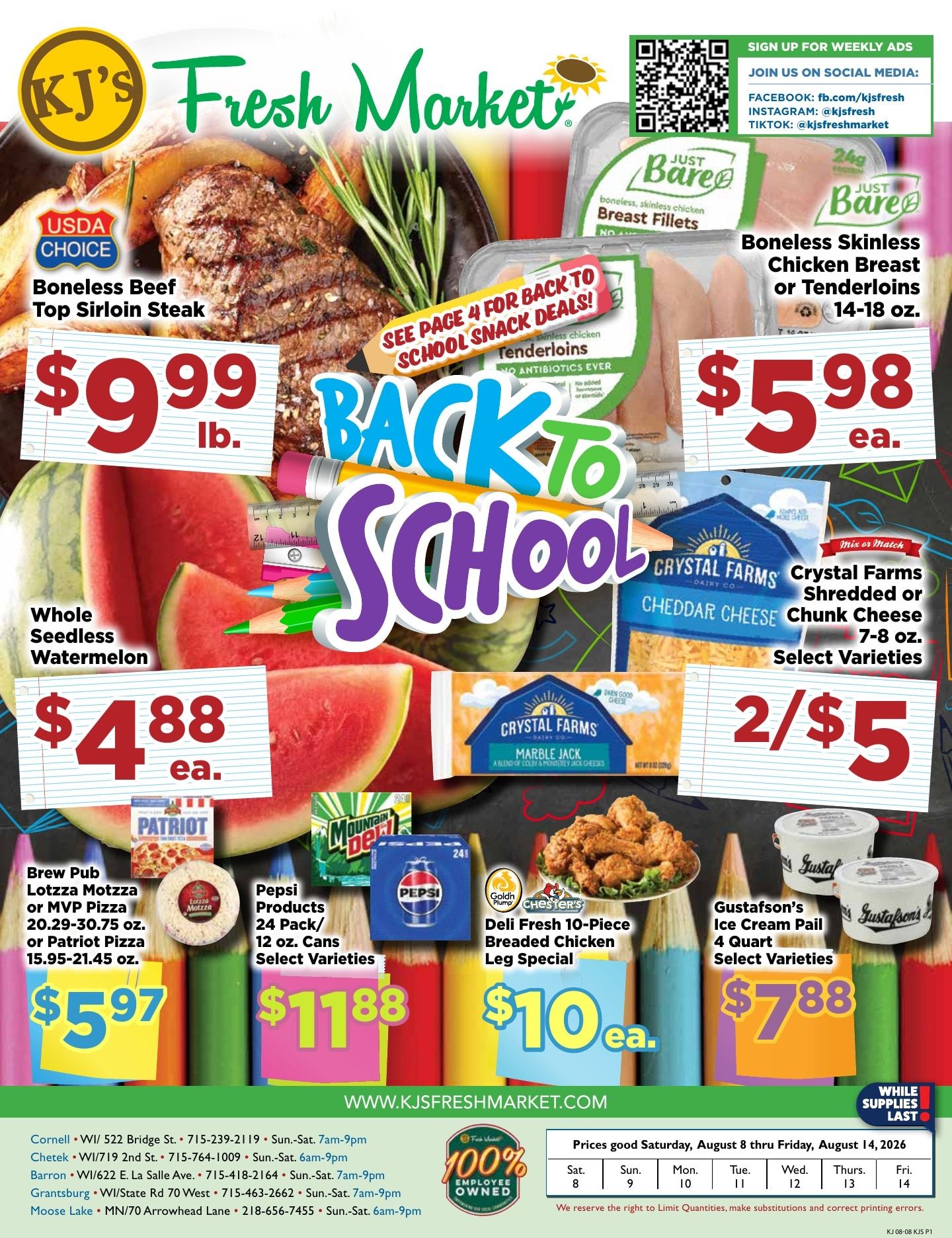 KJ's Fresh Market (Moose Lake, MN) Weekly Ad August 8 - 14, 2026