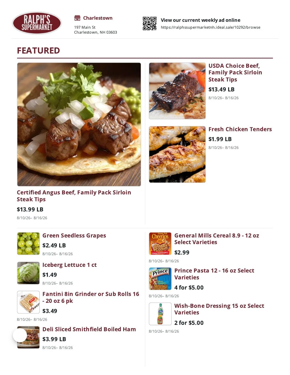 Ralph's Supermarket Weekly Ad August 10 - 16, 2026