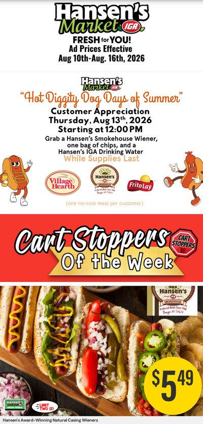 Hansen's IGA (Sparta, WI) Weekly Ad August 10 - 16, 2026