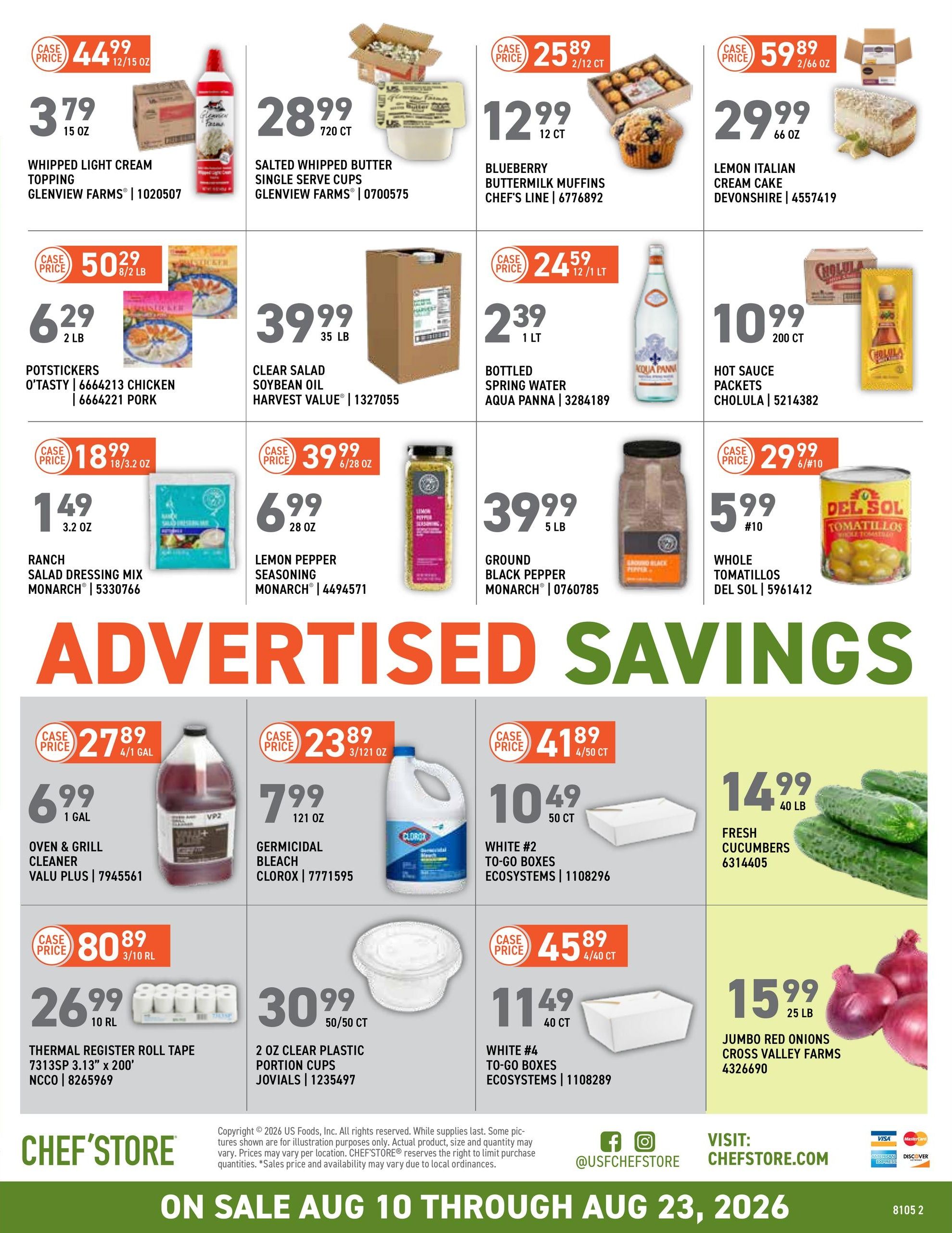 US Foods CHEF’STORE (AZ, NV) Weekly Ad August 10 - 23, 2026