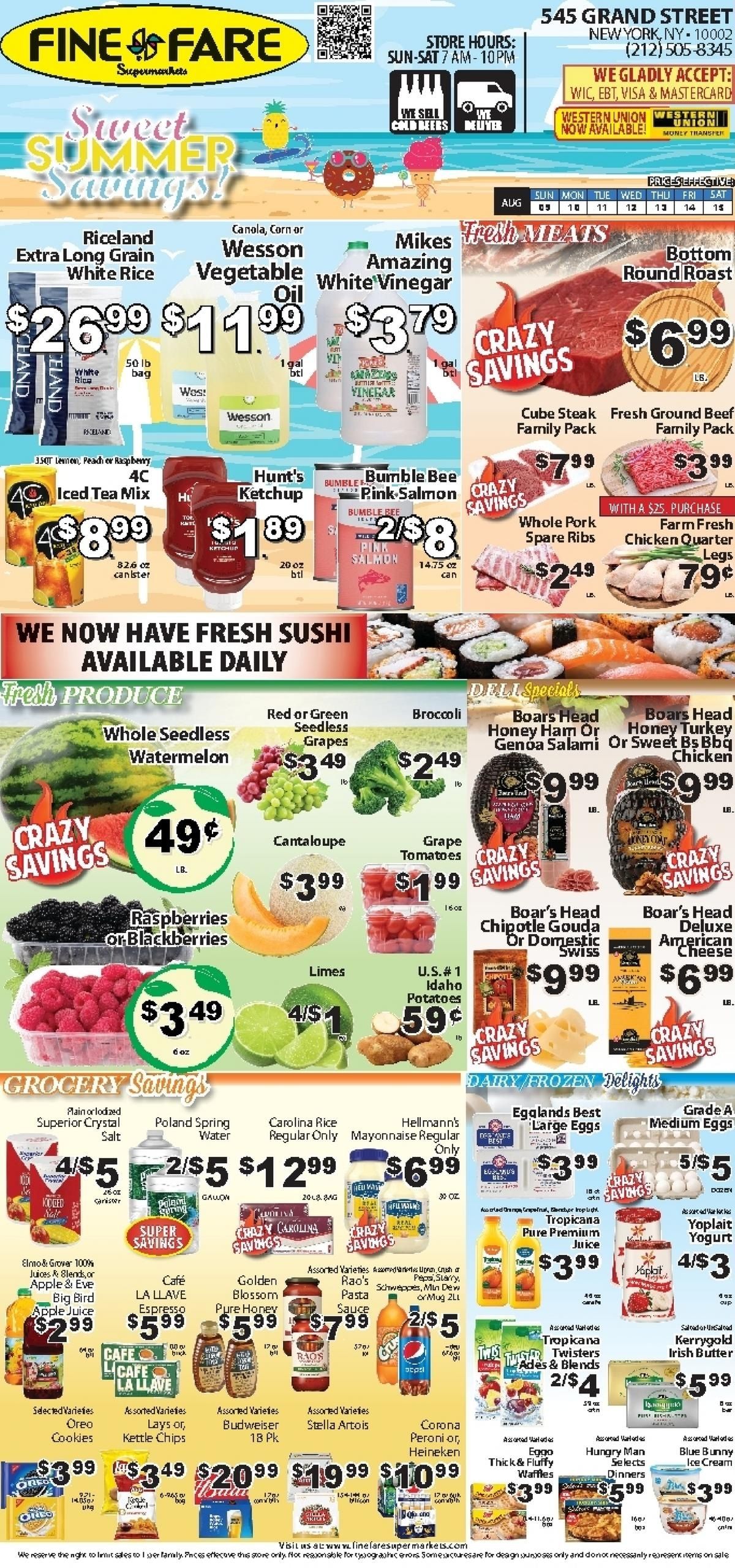 Fine Fare Supermarkets (New York–Jersey City Area, NJ–NY) Weekly Ad August 9 - 15, 2026
