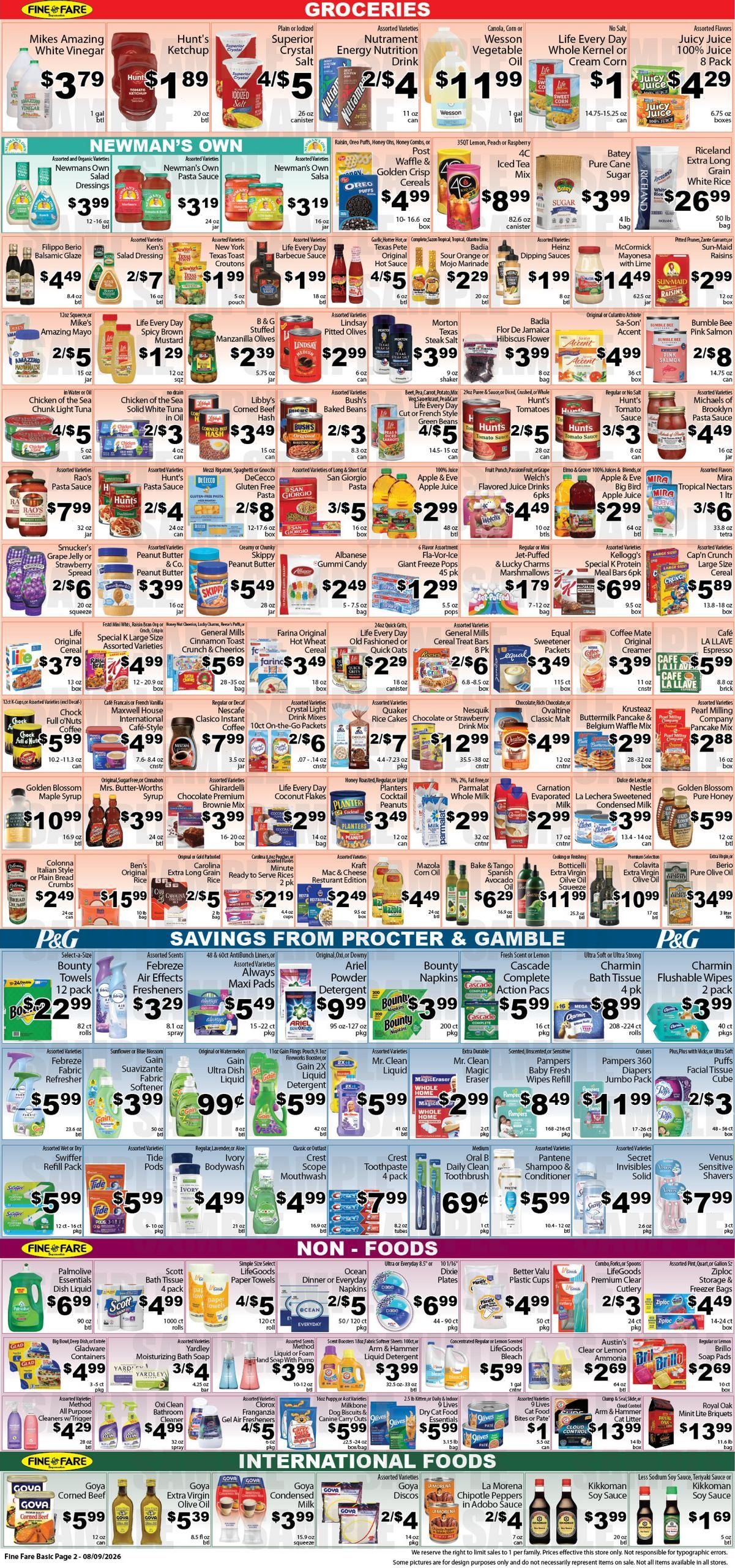Fine Fare Supermarkets Weekly Ad August 9 - 15, 2026