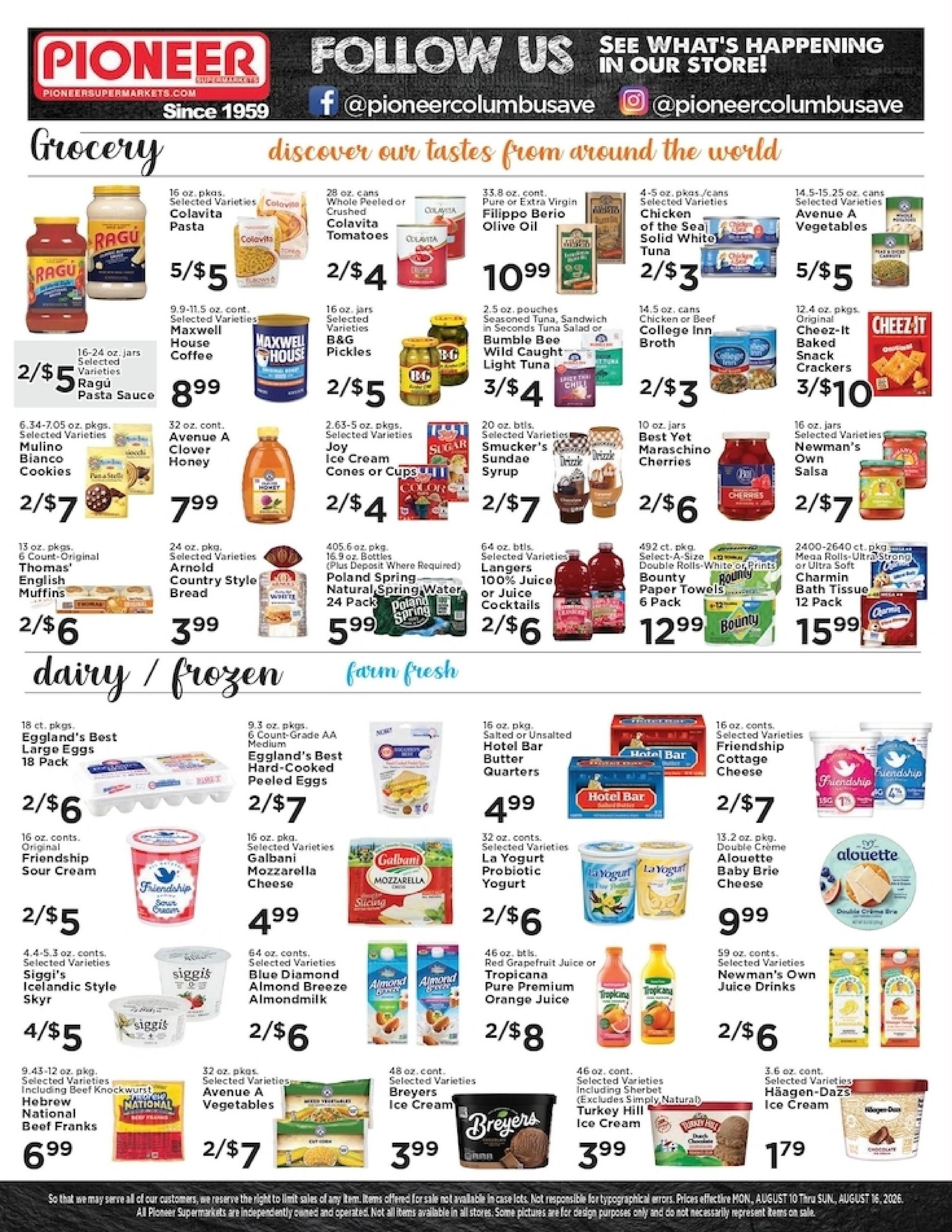 Pioneer Supermarket (New York Area, NY) Weekly Ad August 10 - 16, 2026