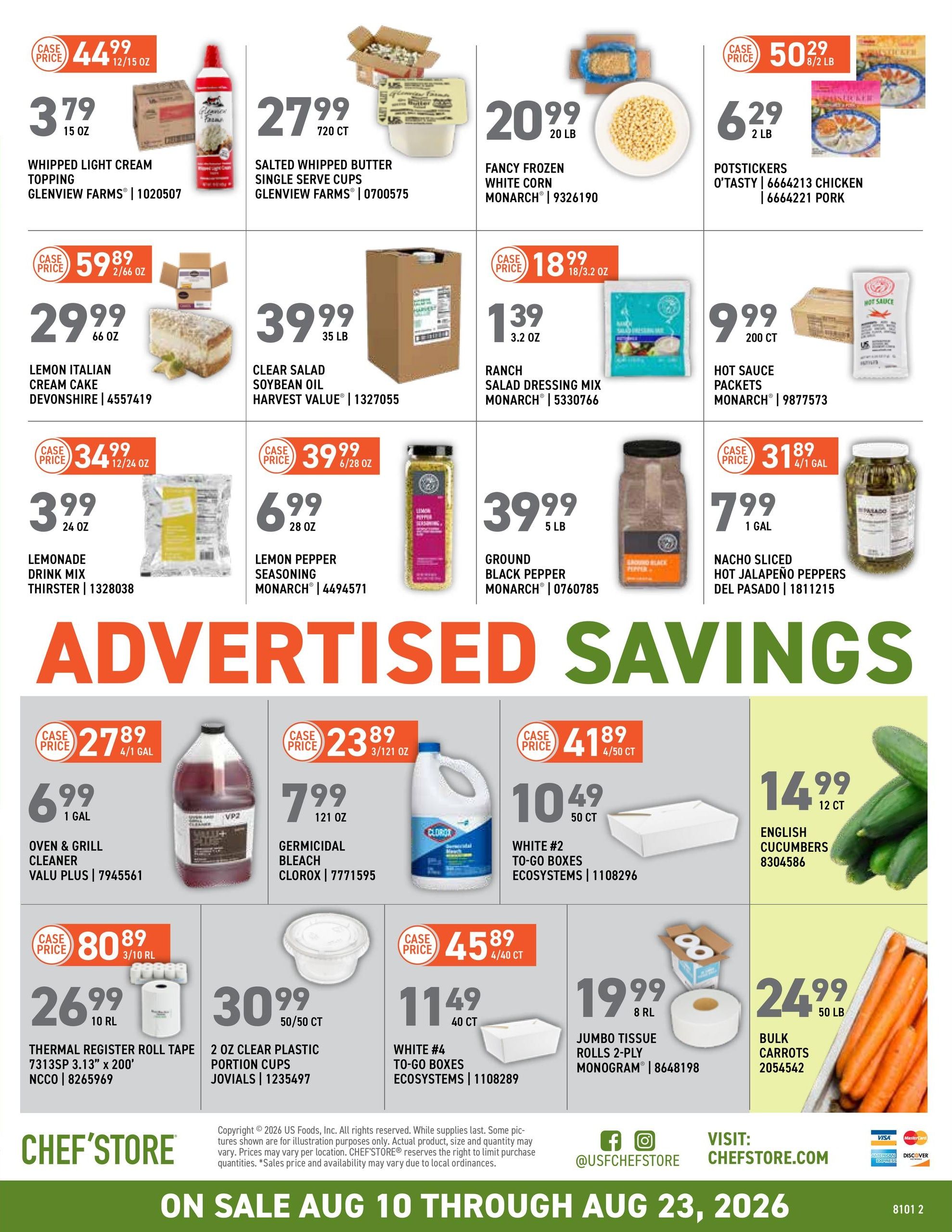 US Foods CHEF’STORE (OK, TX) Weekly Ad August 10 - 23, 2026