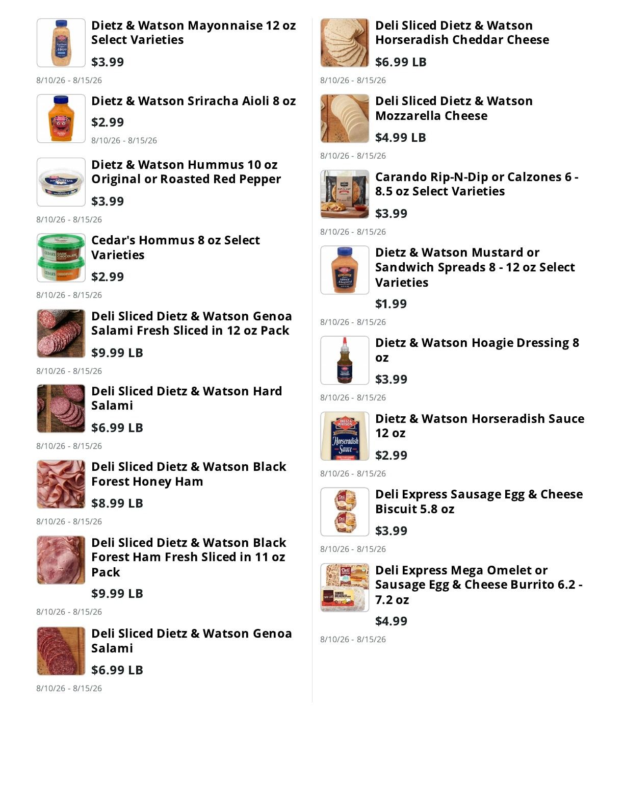 Whitefield Market Weekly Ad August 10 - 15, 2026