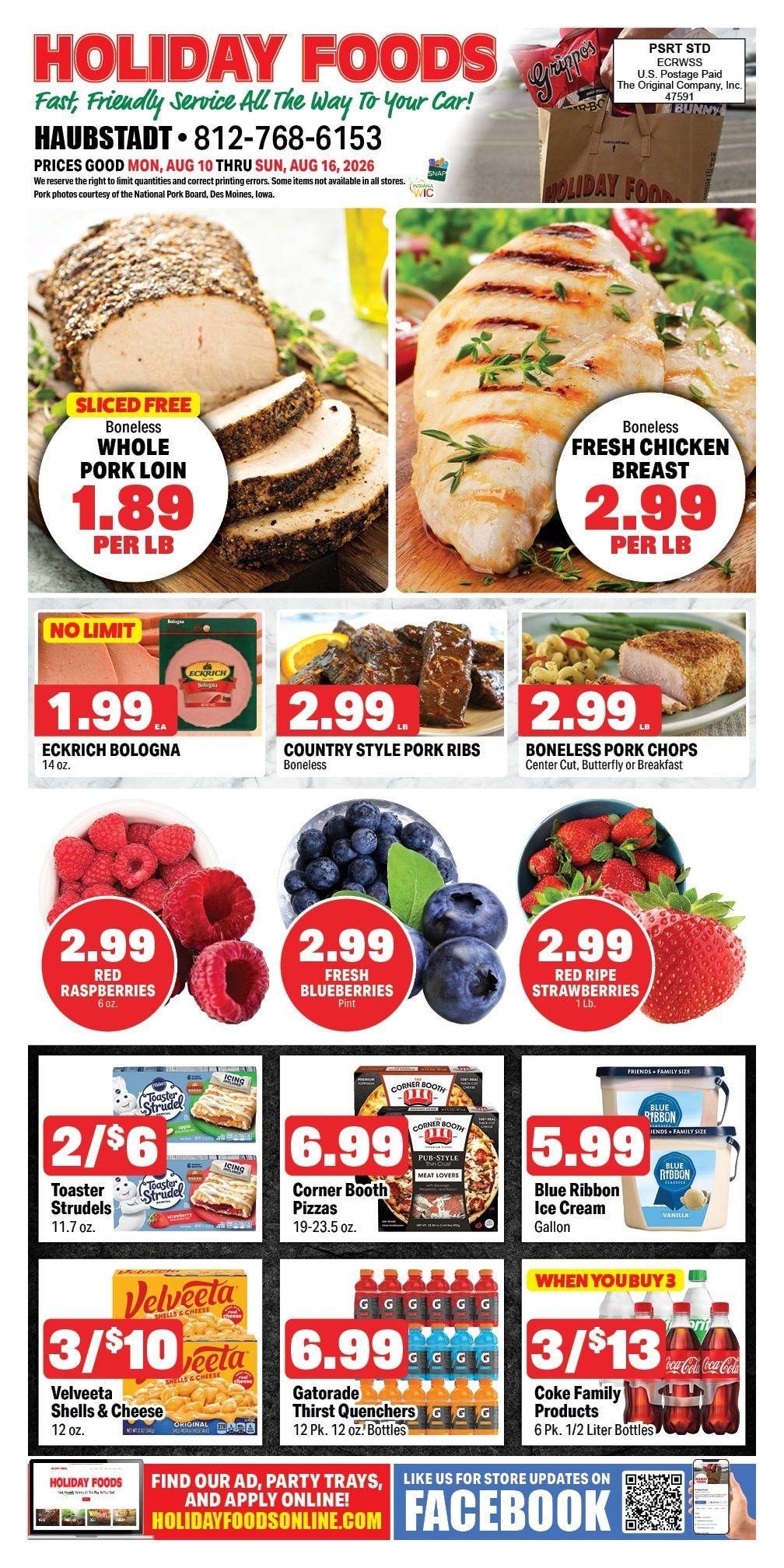 Holiday Foods Haubstadt Weekly Ad August 12 - 18, 2026
