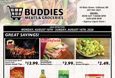Buddies Meats & Groceries Weekly Ad August 10 - 16, 2026