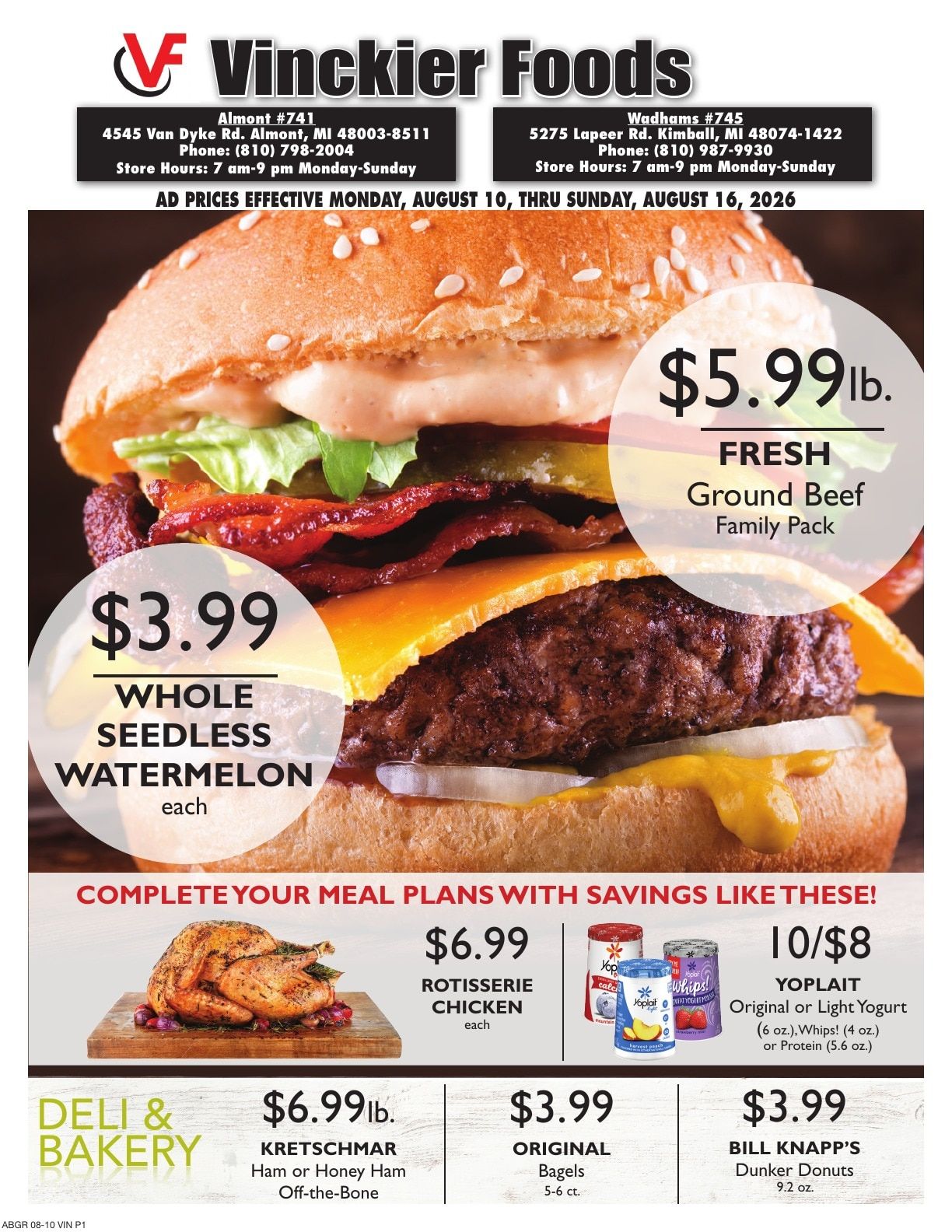 Vinckier Foods (Almont and Kimball, MI) Weekly Ad August 10 - 16, 2026
