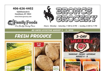 Bronc's Grocery Weekly Ad August 5 - 11, 2026