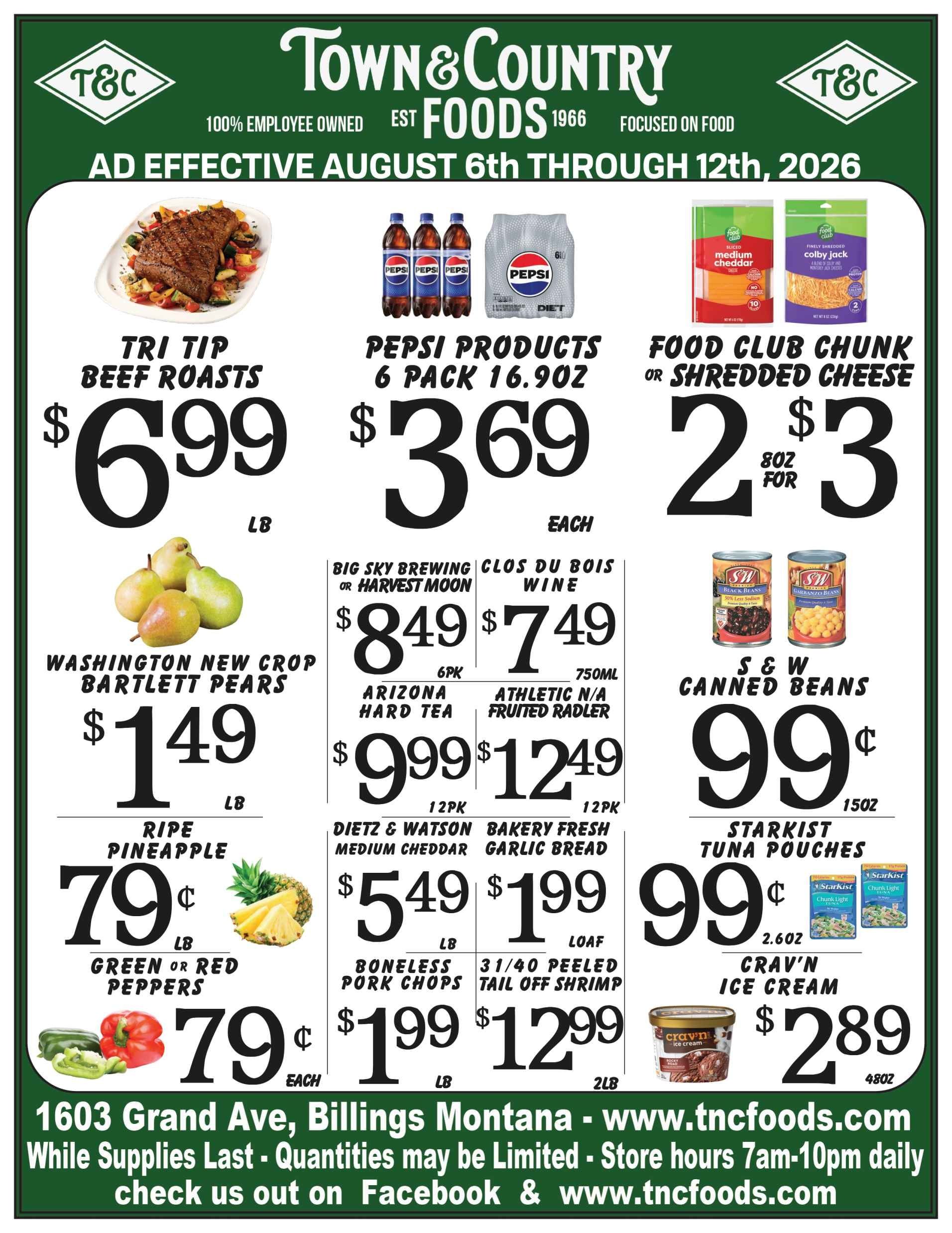 Town & Country Foods (Billings, MT) Weekly Ad August 6 - 12, 2026