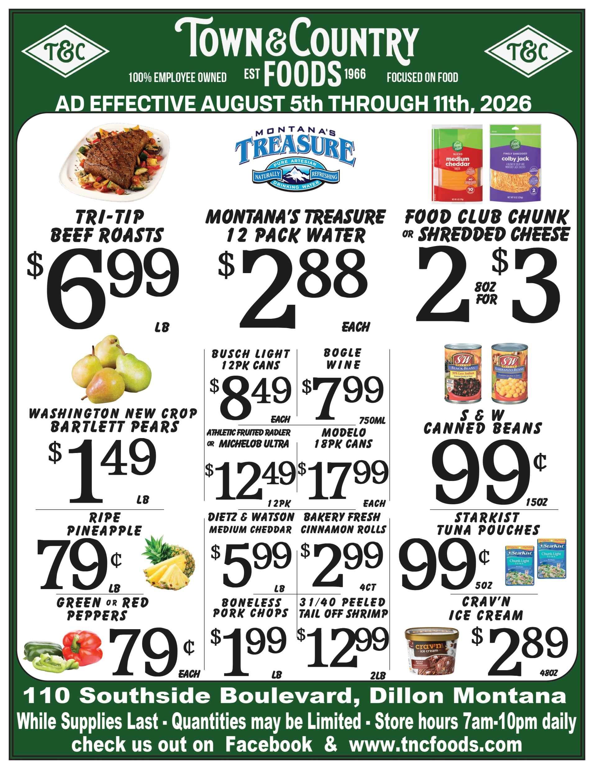 Town & Country Foods (Dillon, MT) Weekly Ad August 5 - 11, 2026
