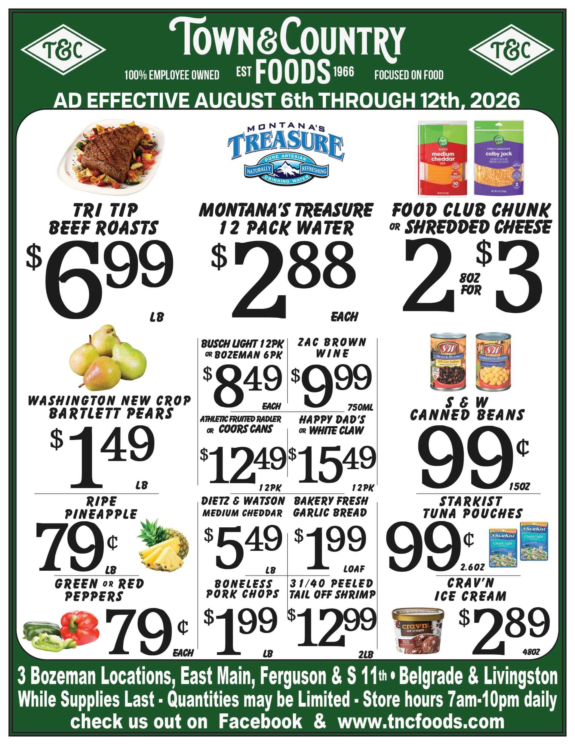 Town & Country Foods (Montana) Weekly Ad August 6 - 12, 2026
