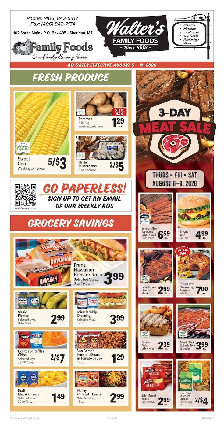 Walter's Family Foods Weekly Ad August 5 - 11, 2026