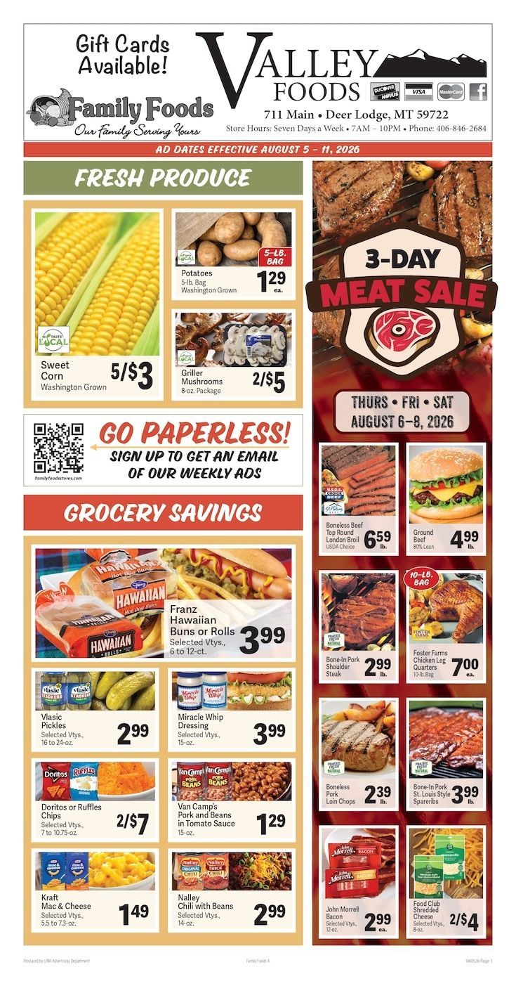 Deer Lodge Valley Foods Weekly Ad August 5 - 11, 2026