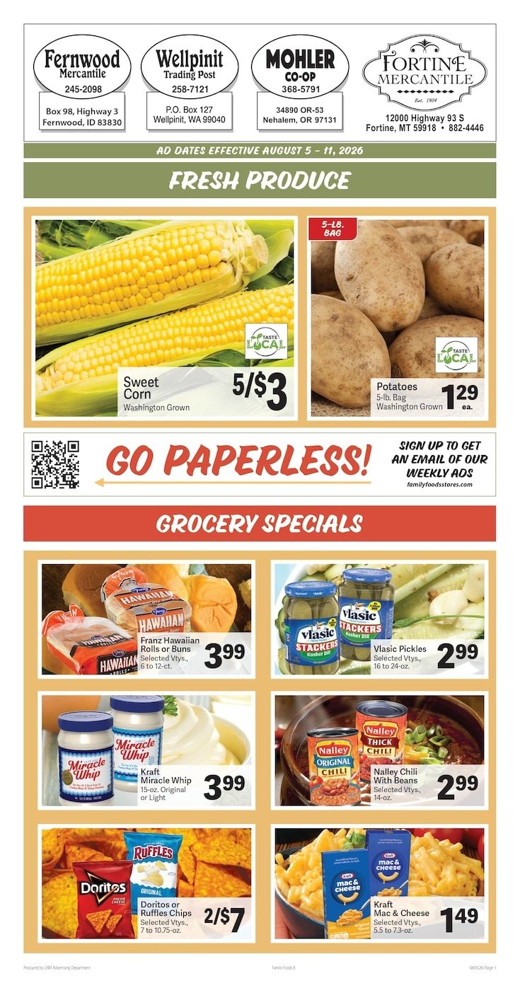 Fortine Mercantile Weekly Ad August 5 - 11, 2026