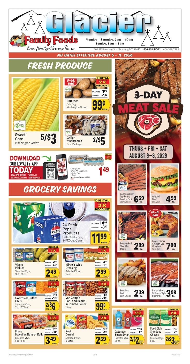 Glacier Family Foods Weekly Ad August 5 - 11, 2026